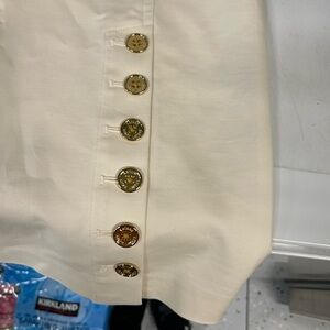 Ralph Lauren Cream Gold Asymmetrical Pencil Skirt